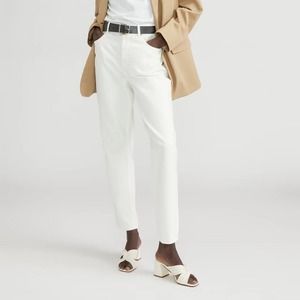 NWT Everlane Womens The Cheeky Jean Sz 34R High‎ Rise Straight White Low Stretch
